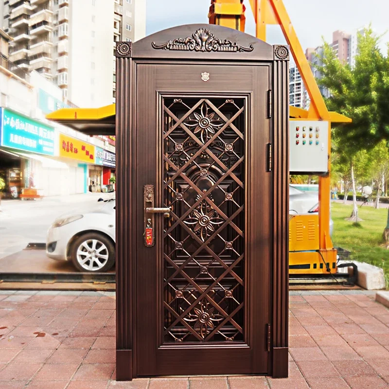 ประตูทางเข้ากันขโมยสองชั้นสวีทประตูบ้านสีระบายอากาศวิลล่ากันยุง