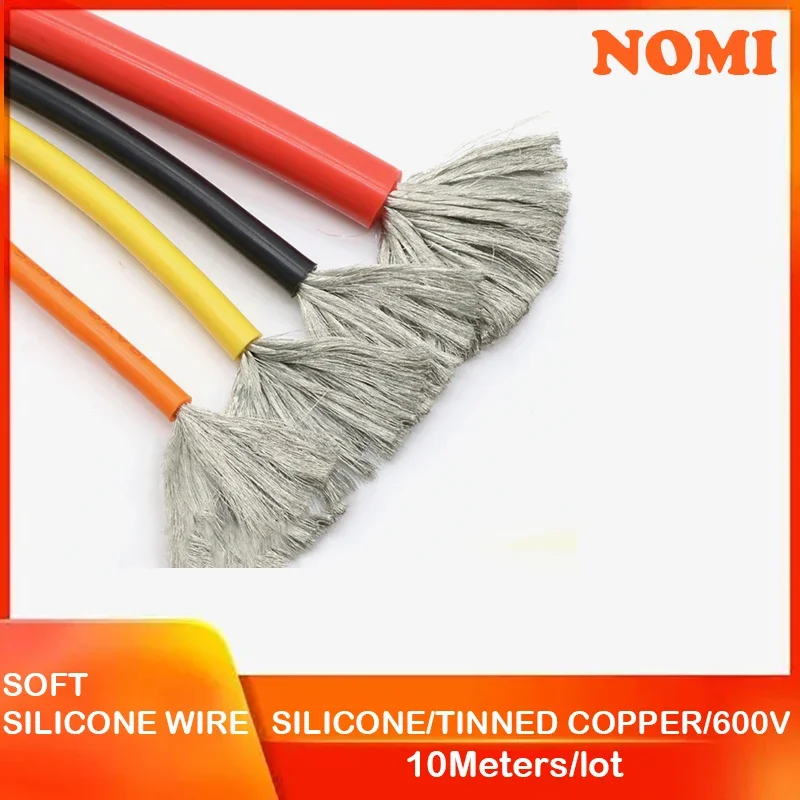 10Meters/Lot Heat-resistant Soft Electrical Silicone Wire Cable 8 10 12 14 16 18 20 22 24 26 28 30 AWG 5M Red and 5M Black