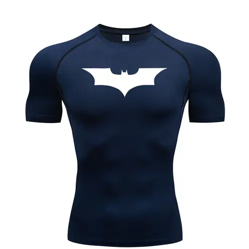 Bat Printed Men's Tight T-Shirt Running Compression Compression T Shirt Gym Fitness Jogging Short Sleeve Male Casual Shirt Tops - Image 4