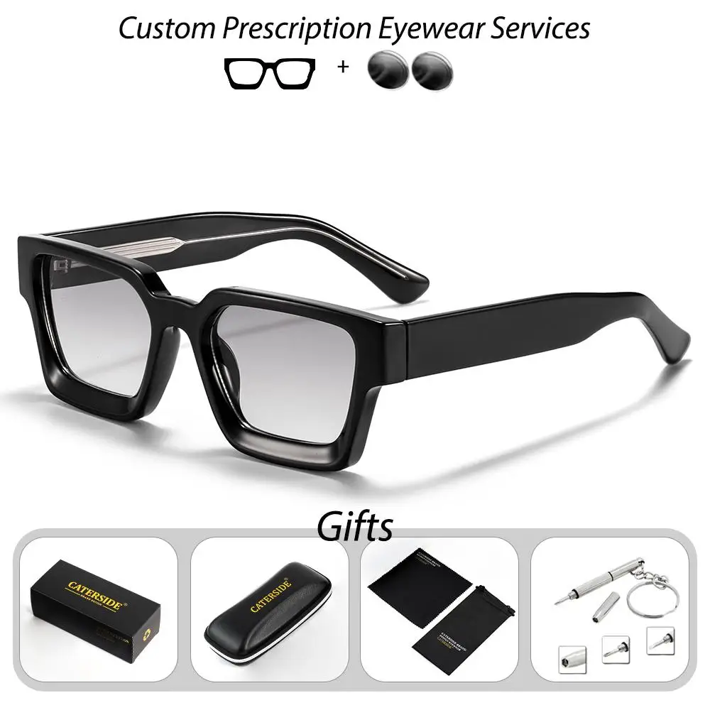 CATERSIDE Vintage Herren-Korrektionsbrille, verdickte quadratische optische Sonnenbrille für Damen, modische Brille für Outdoor-Fahrten – Detail 16