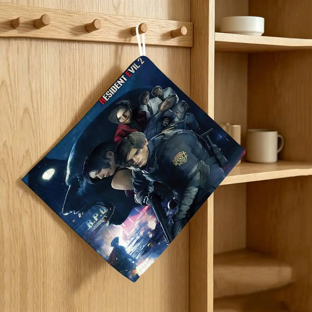 R-Resident Evil Game  Multi-scene Polyester Cotton Towel, Hanging Hand Wiping Cloth for Kitchen Bathroom Hotel
