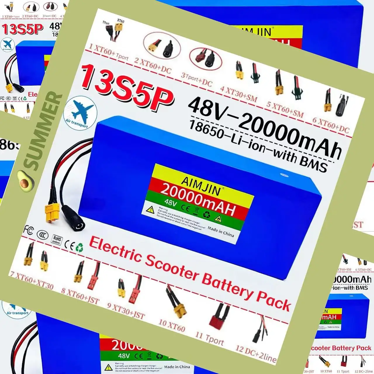 Original packaging 48V 20Ah 13S5P 18650 20000mAh for Electric Scooter Mountain Bike 250-1000w