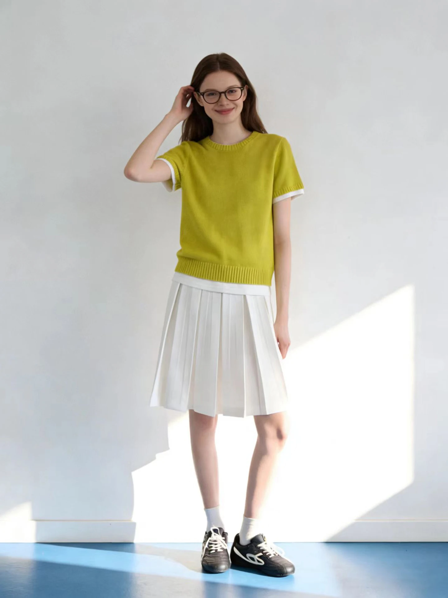 

Юбка с высокой талией и плиссировкой в корейском студенческом стиле, дышащая, из полиэфирного волокна, утягивающая, универсальная короткая юбка