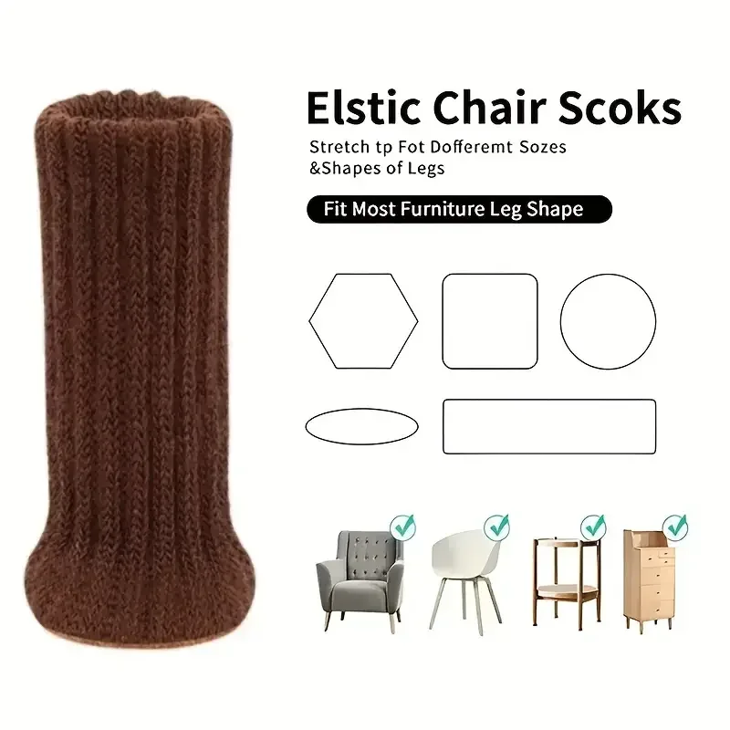 

4/16Pcs Knitting Chair Leg Covers Table Foot Socks Non-Slip Floor Protectors Pad Anti-Noise Chair Socks for Furniture Decor