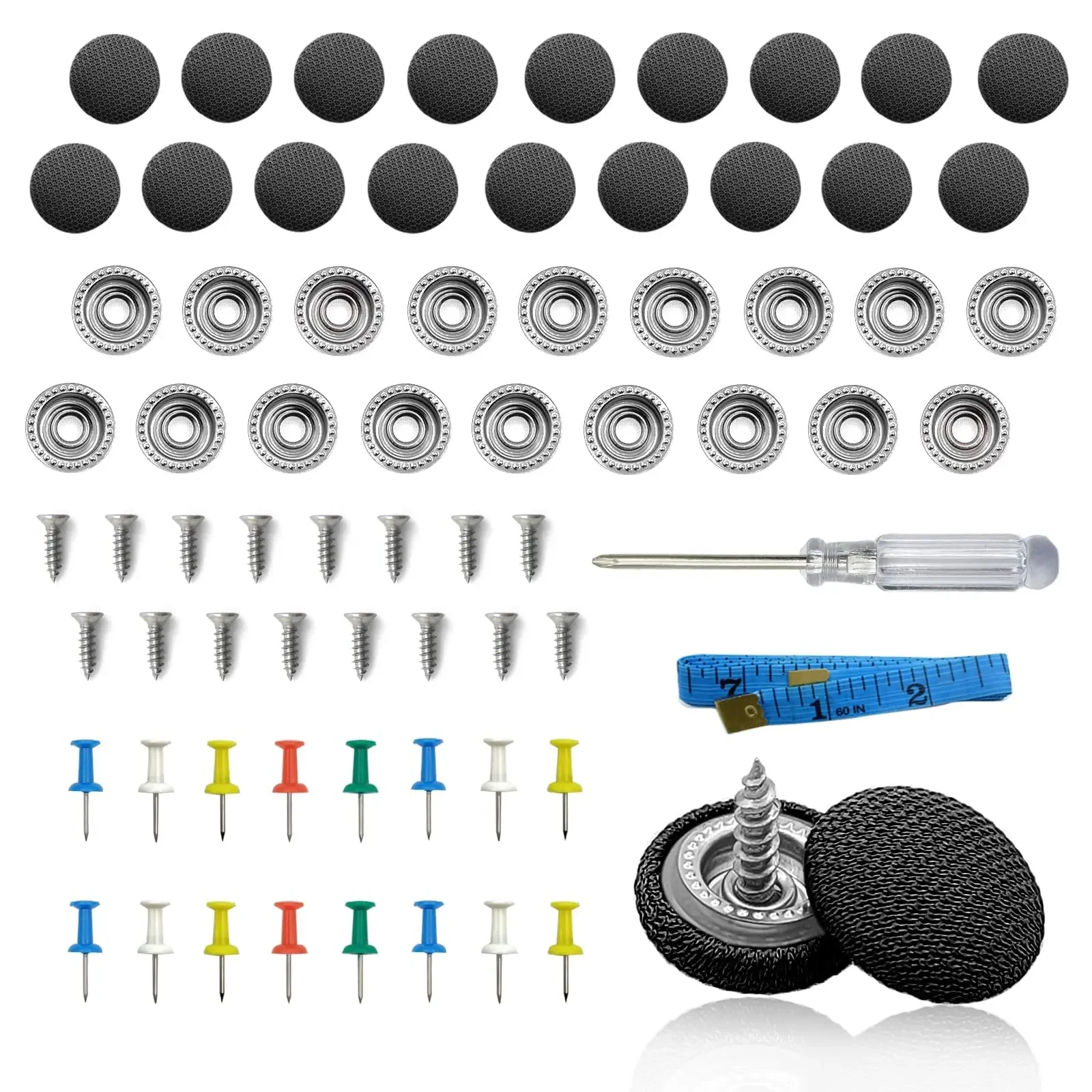 

60pcs Car Interior Roof Buckles Headliner Ceiling Cloth Fixing Screw Care Fabric Buckle Rivets Retainer Cap Repair Automotive