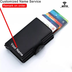 ZOVYVOL Customized Name Rfid Men Leather Wallet ID Bank Credit Card Holder Double Aluminum Box Card Case Holder Wallet Purse Bag