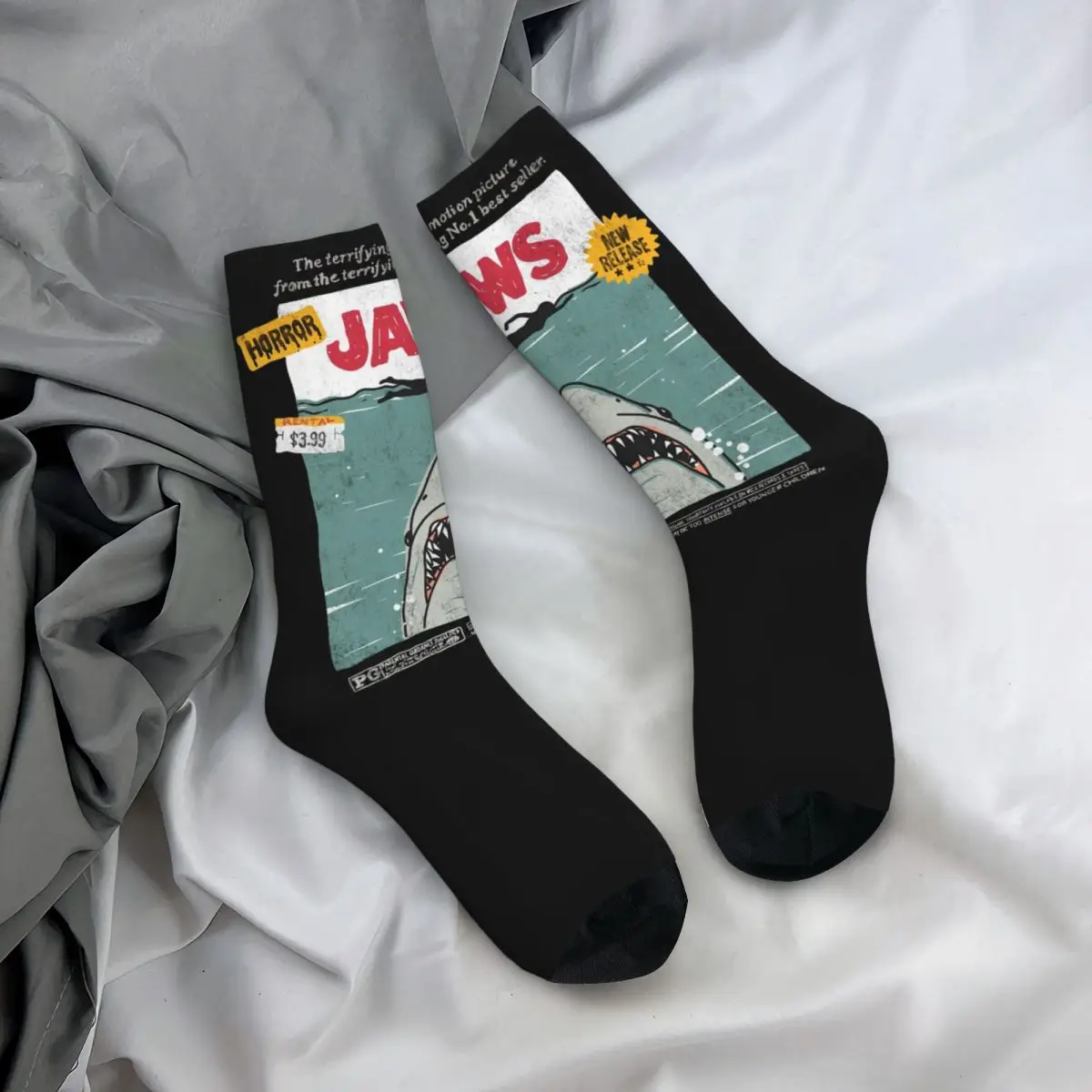 Fashion Men\'s Socks Harajuku Jaws Terrifying Motion Picture Poster Sock High Quality Women Sock Spring Summer Autumn Winter