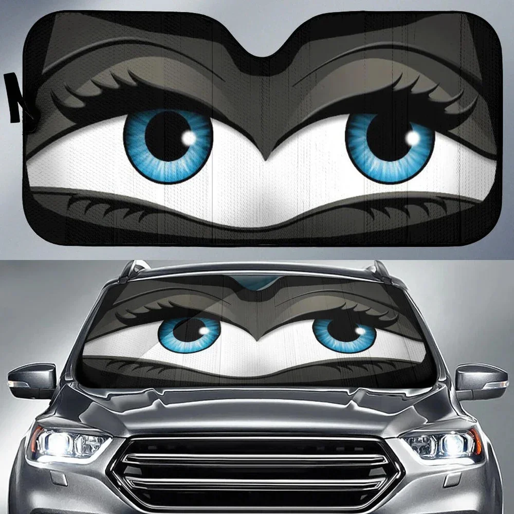 3D Cool Anger Eyes Printing Car Shades for Front Windows Stylish Car Sun Shade Windshield Durable Car Sunshade Covers Hot Sales