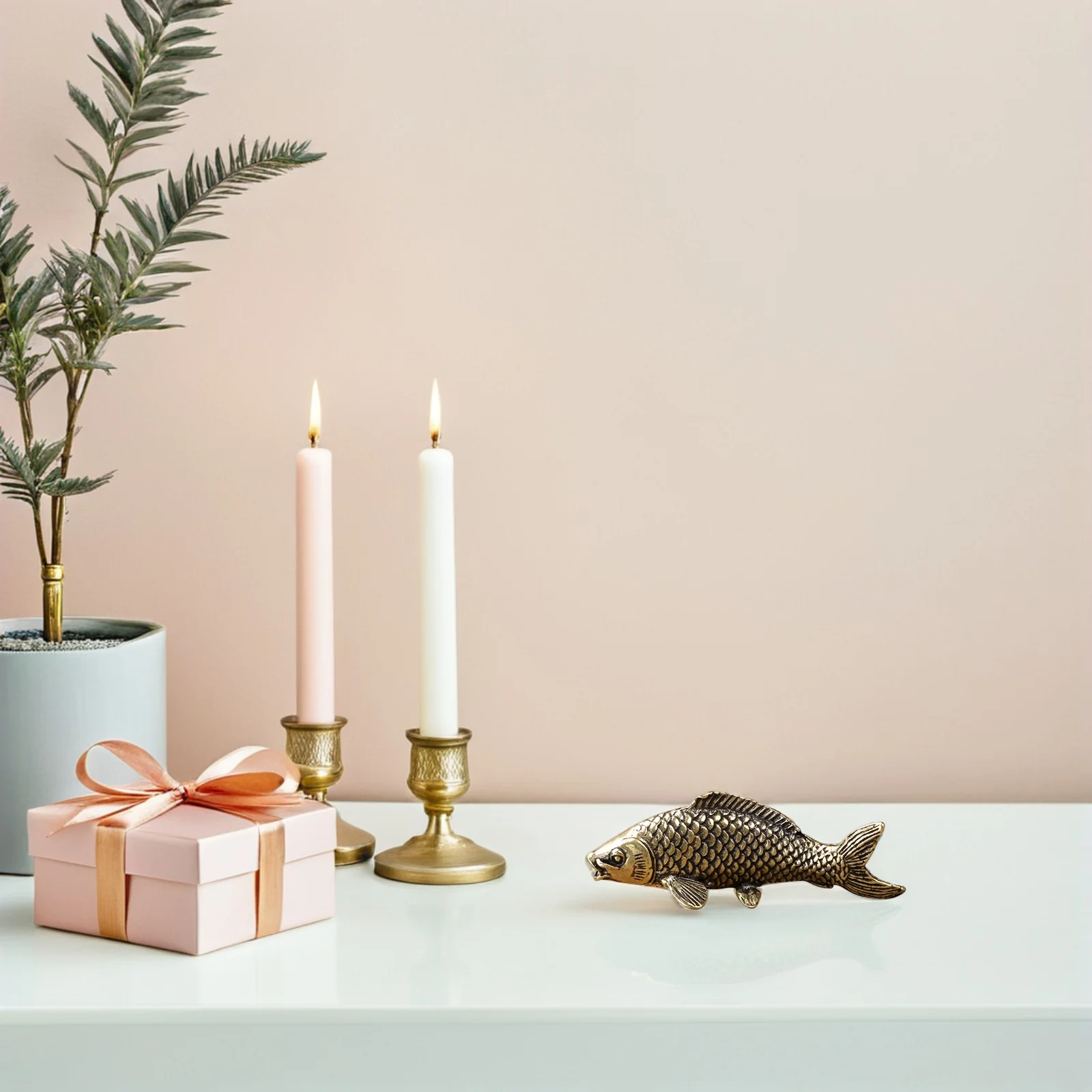 

Painted Copper Ornament Metal Desktop Decoration Kids Room Decor Carp Shape Home Decorative Accessories