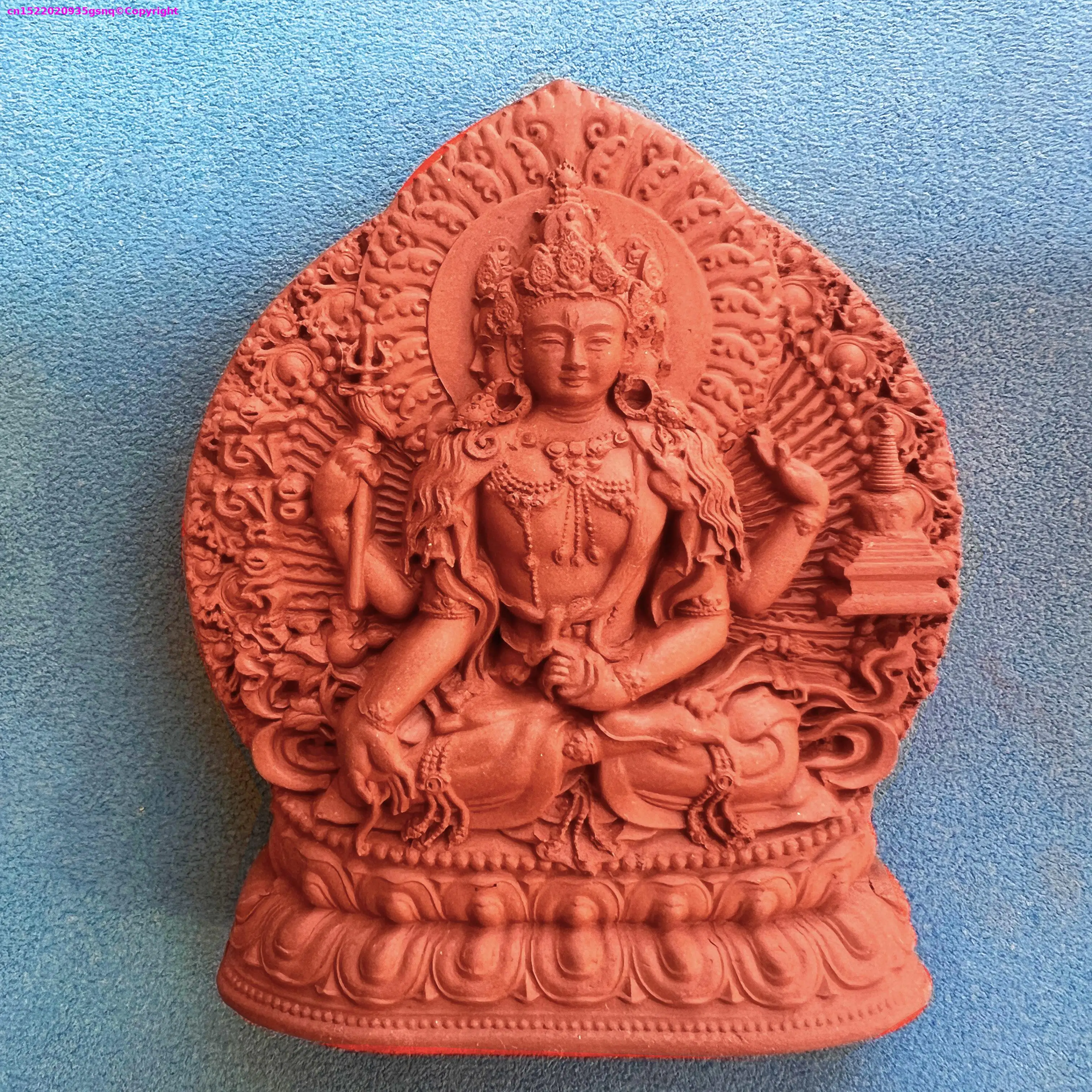 Rare Amogha pasha Amogha-Pass Bodhisattva clay buddha Handmade Holy tsha-tsha Buddhist temple lama monk worship 10cm