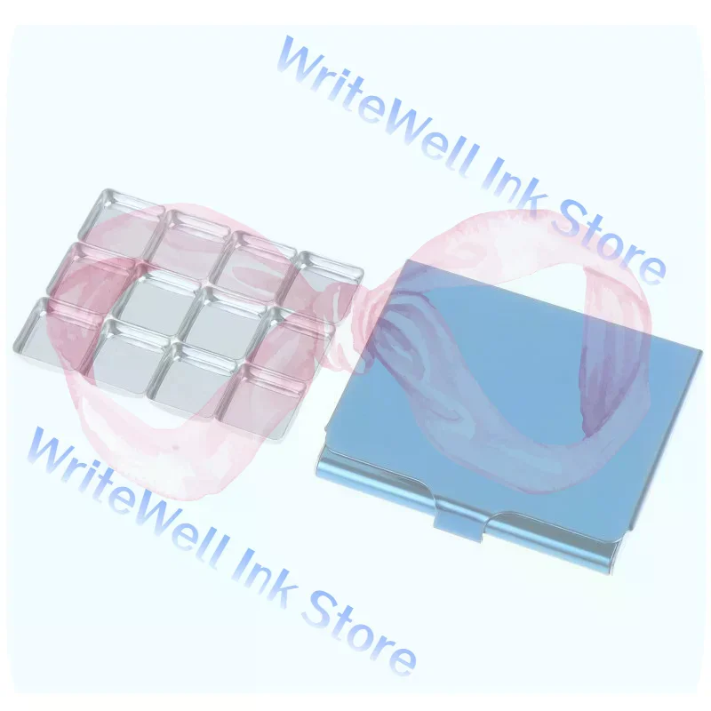 Small Magnetic Portable Watercolor Box 12 Grid 0.5ml Stainless Steel Pigment Tray Pallete Student Travel Painting Art Supplies