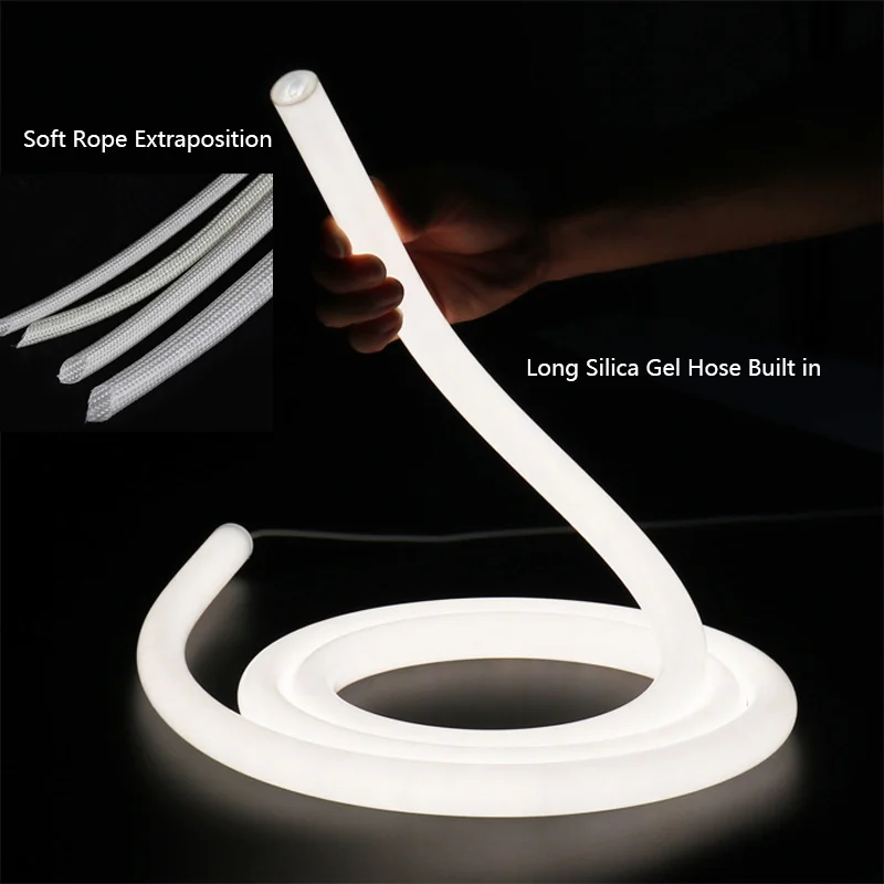 Tira de luces LED redonda de neón, lámpara de cuerda de nailon de malla Flexible, tiras de araña de techo impermeables para cocina, jardín,