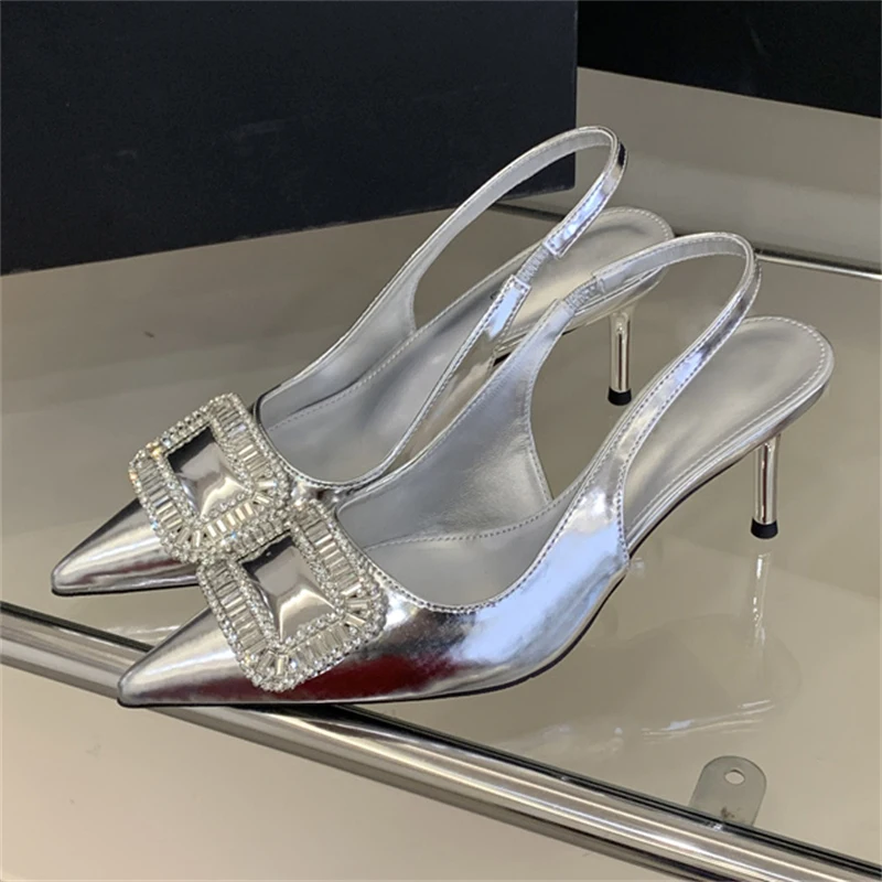 

Элегантные женские туфли-лодочки Eilyken с квадратными пуговицами и стразами, на тонком каблуке, с острым носком, для выпускного вечера