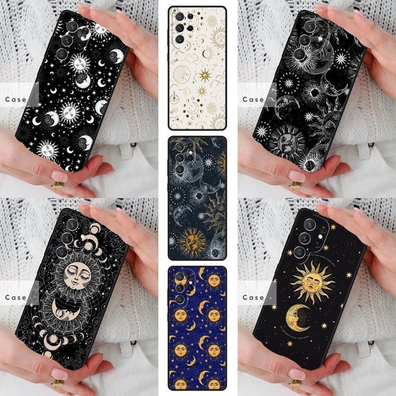 Funny Sun Moon Face SOFT TPU Phone Case for Samsung Galaxy S26 S25 S24 S23 S22 S21 S20 Note10 Plus FE Ultra Cover