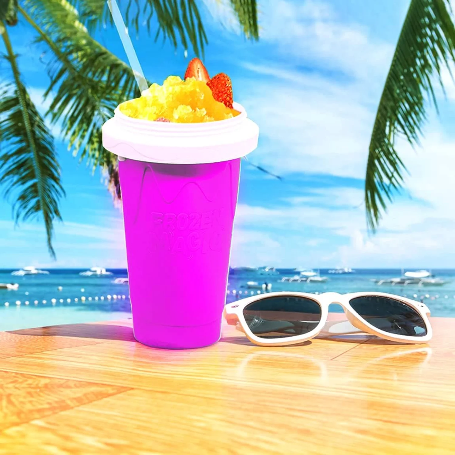 Чашка для приготовления слякоти для TIK TOK Quick Smoothies и мороженого — легко носить с собой, синий цвет