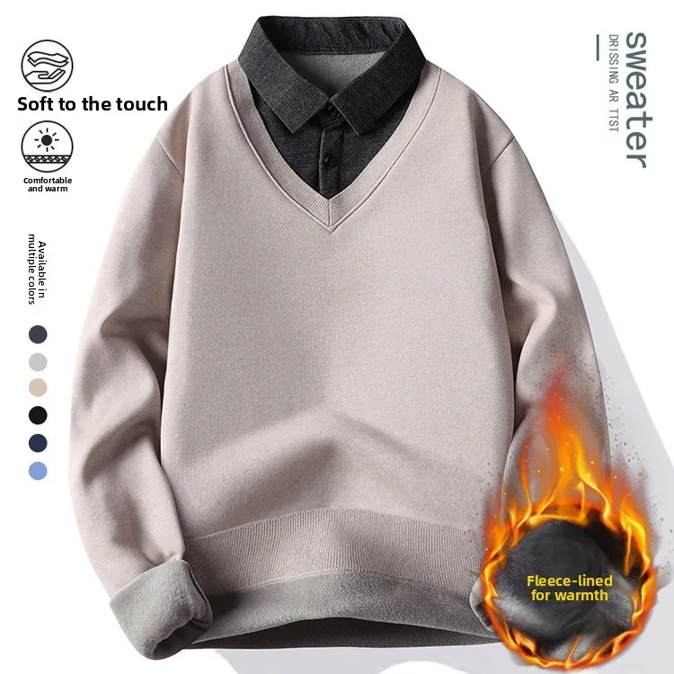 

Зимний вязаный свитер 2025 из шерстяной смеси с длинным рукавом и круглым вырезом, легко деформируемый, 95% полиэстер, 5% спандекс