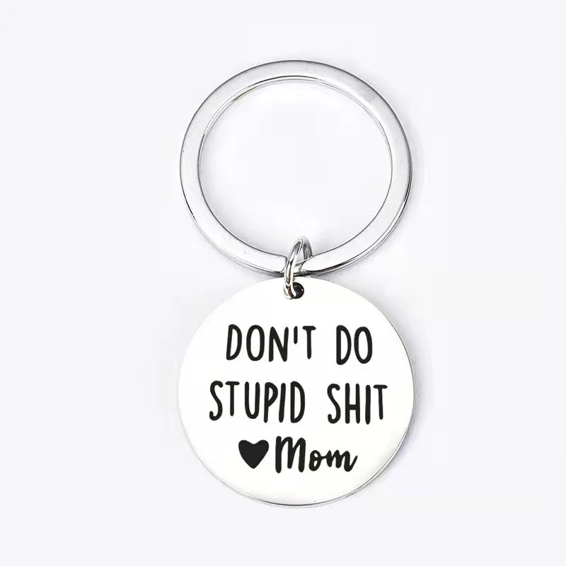 Cute Dont Do Stupid Dad Keychain Pendant Funny Christmas Birthday Gifts Key Chains Father's Day Gift