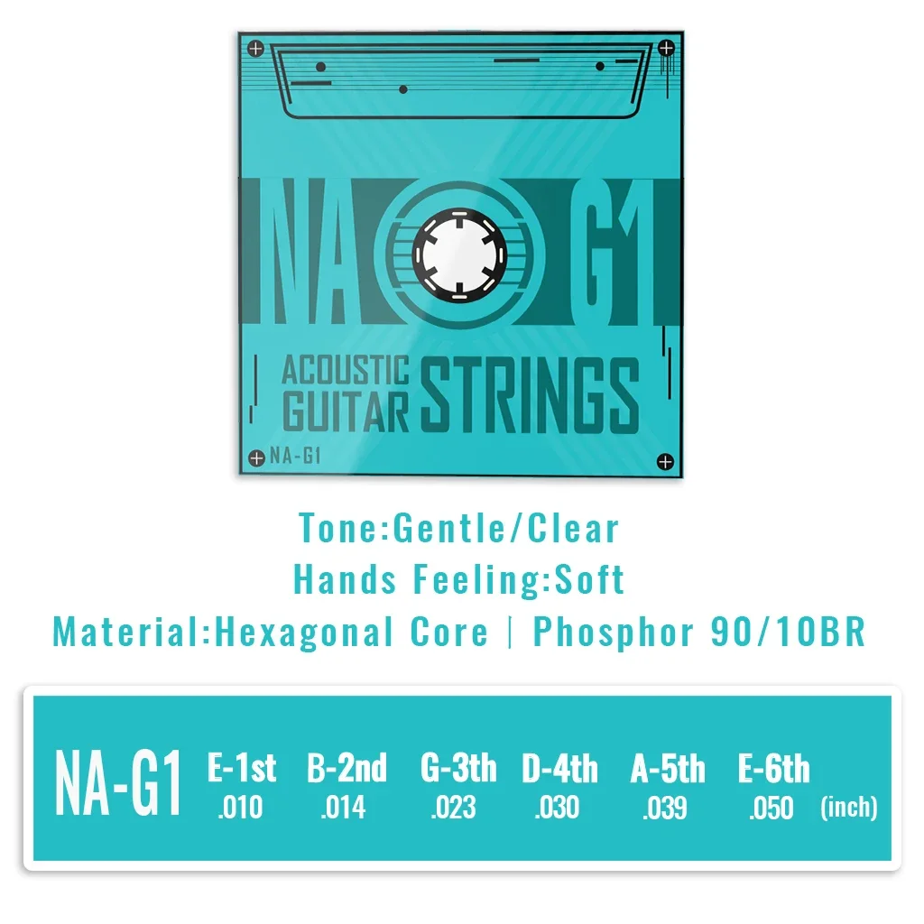 NAOMI Strings 3 Packs Acoustic Guitar (010-050) NA-G1 Phosphor Bronze 6 String Set Extra Light   Accessories