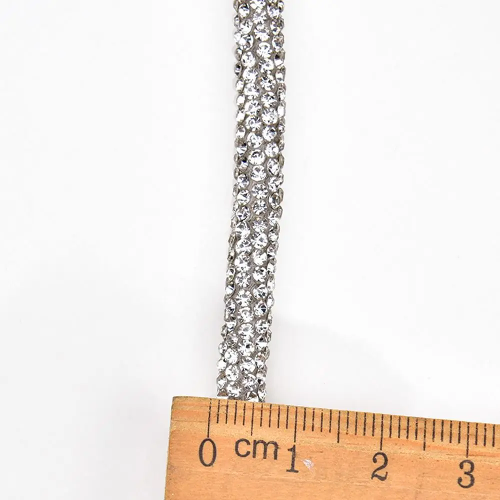 Glass Crystal Cord Rhinestone Rope Applique Colorful Tube Trim Strass Bridal Dress Clothes Hairpin Shoes Bags DIY Round
