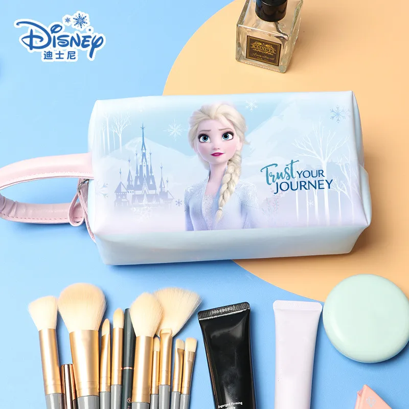 Anime Disney Frozen Elsa Cosmetic Bag Kawaii Elsa Portable Pencil Case Large Capacity Stationery Storage Bag Cartoon Wash Bag