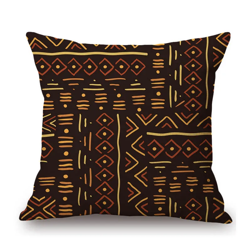 African Mudcloth Tribal Pattern Ethnic Geometrics Art Home Decorative Cotton Linen Sofa Throw Pillow Case Chair Cushion Cover