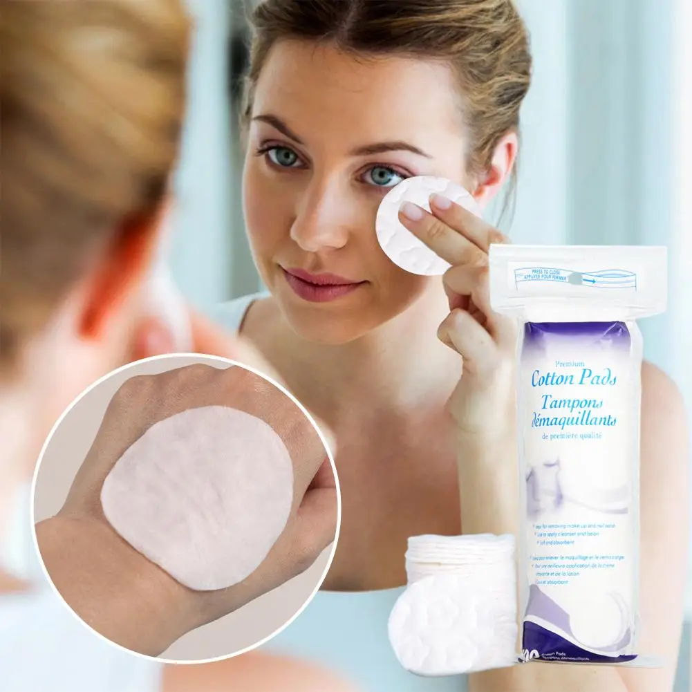 100 個ラウンド使い捨て化粧綿パッドフェイシャルクリーニングワイプメイク落とし綿パッドフェイシャルメイクツール日用品