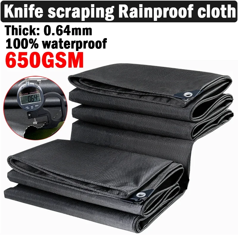Thicken 650GSM Black Heavy Duty PVC Tarpaulin Boat Truck Canopys Waterproof Oxford Oilcloth Garden Gazebos Awning Canvas