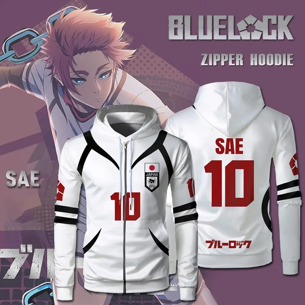 

Blue Lock U20 Team Zipper Hoodie Autumn Winter Street Trend Long Sleeve Coat Japanese Anime Sae Shidou Casual Sports Sweatshirt