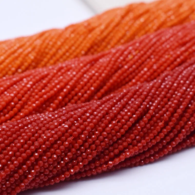 Nuovo colore perle di vetro 2MM Parody arancione rosso Sardine colore corallo sfaccettatura perline rotonde perline distanziatrici allentate per la