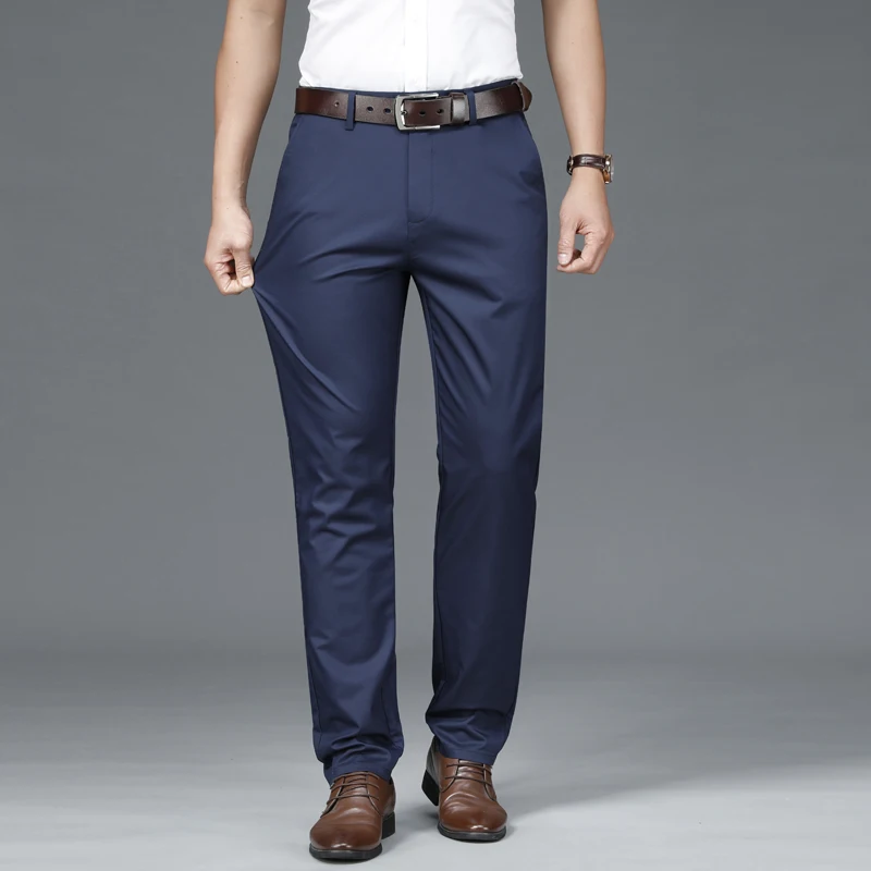 High-End-Qualität Business Casual Pants Herren Sommer dünn locker elastisch 2024 neue Straight Suit Hosen Männer