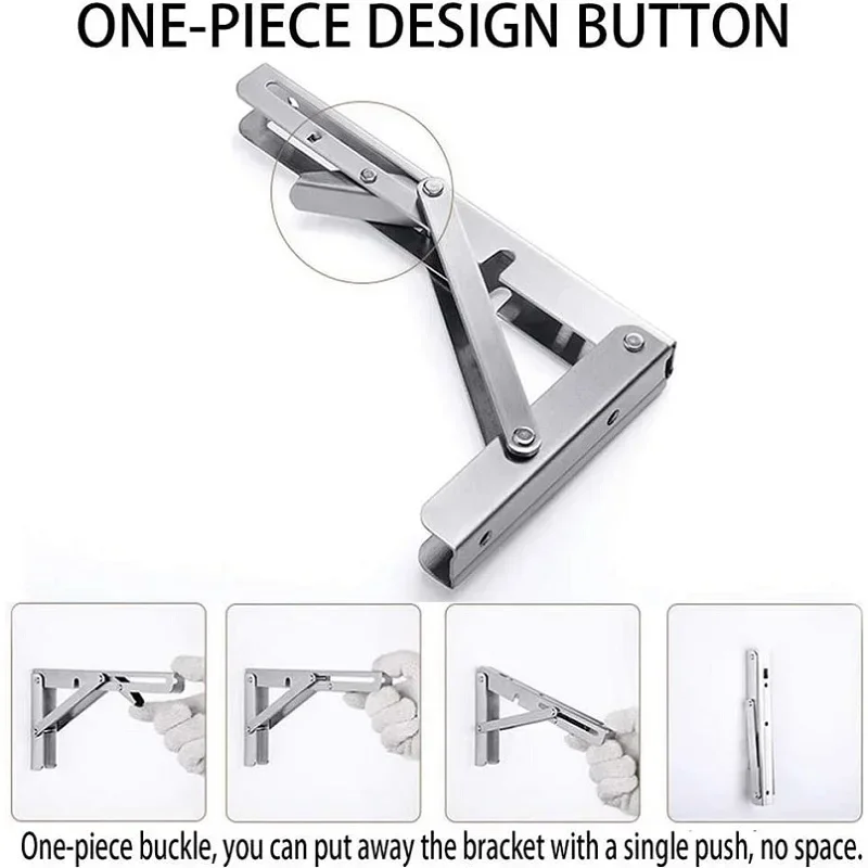 6-20'' Folding Shelf Brackets Max. Load 440lb, Heavy Duty Stainless Wall Steel Mounted Shelf Bracket Space Saving, Pack of 2