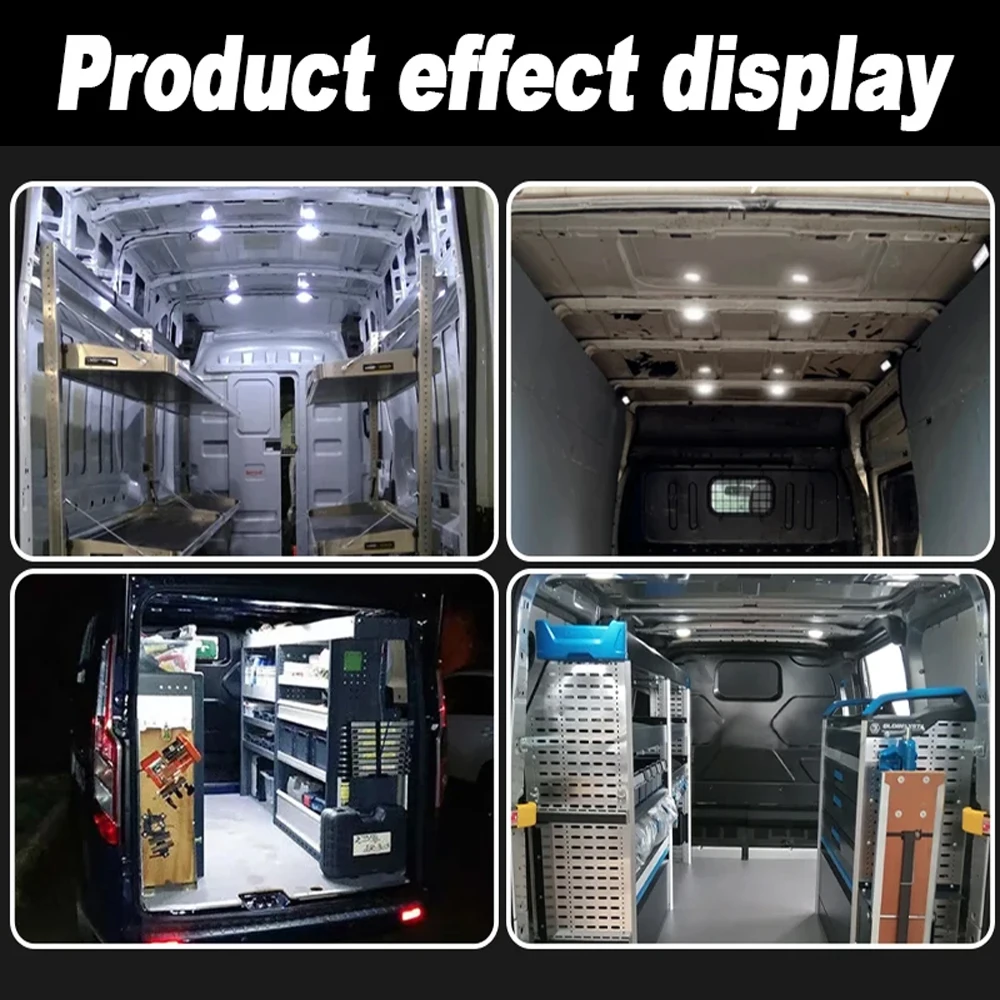 2 szt. Lampki wewnętrzne LED 6000K do Forda Transit 150/250/350/350 HD Van 2015-2024, oświetlenie wnętrza i przestrzeni ładunkowej