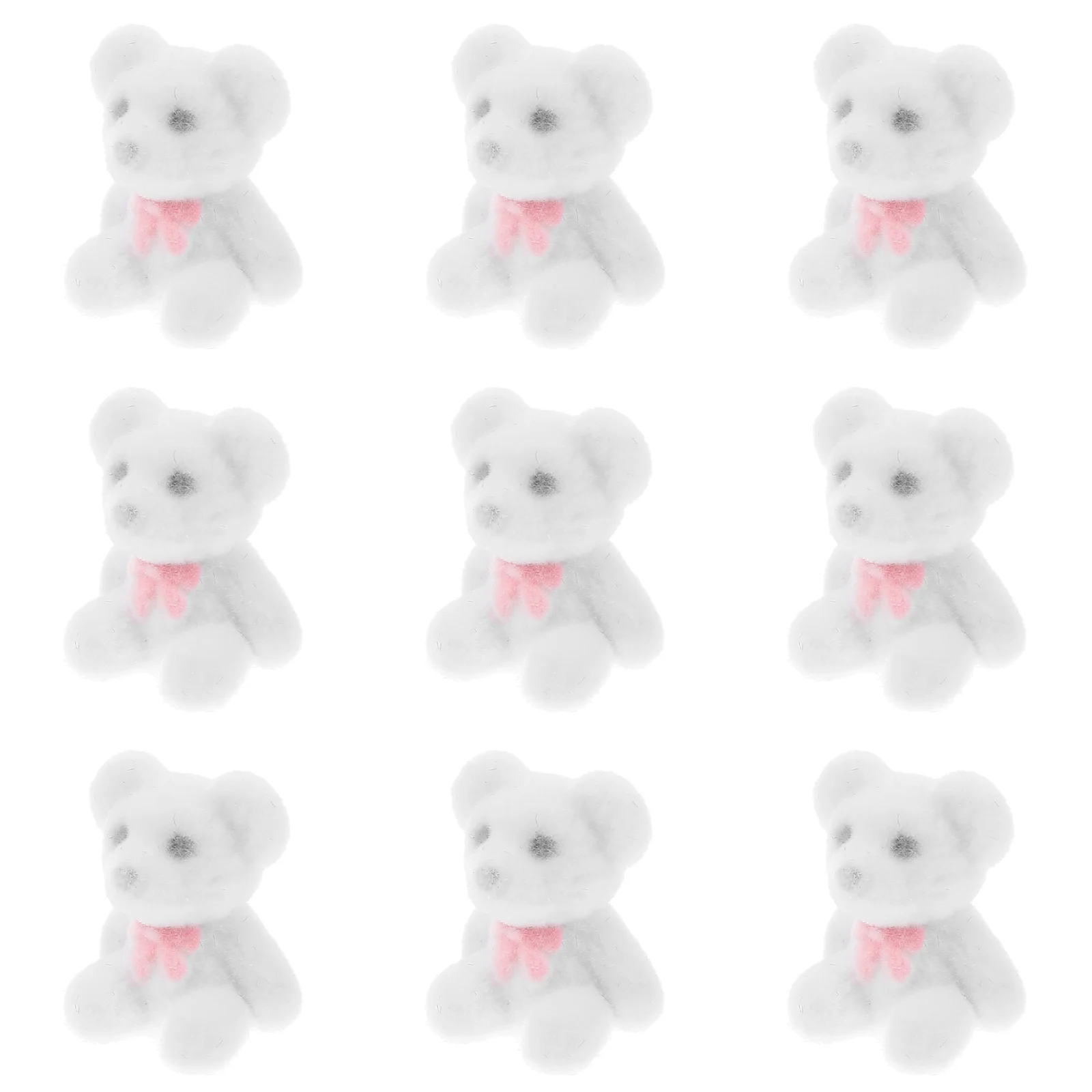 

10 Pcs Decor Mini Bear Miniature Figurines Decors DIY Accessories Flocked Decorations for White