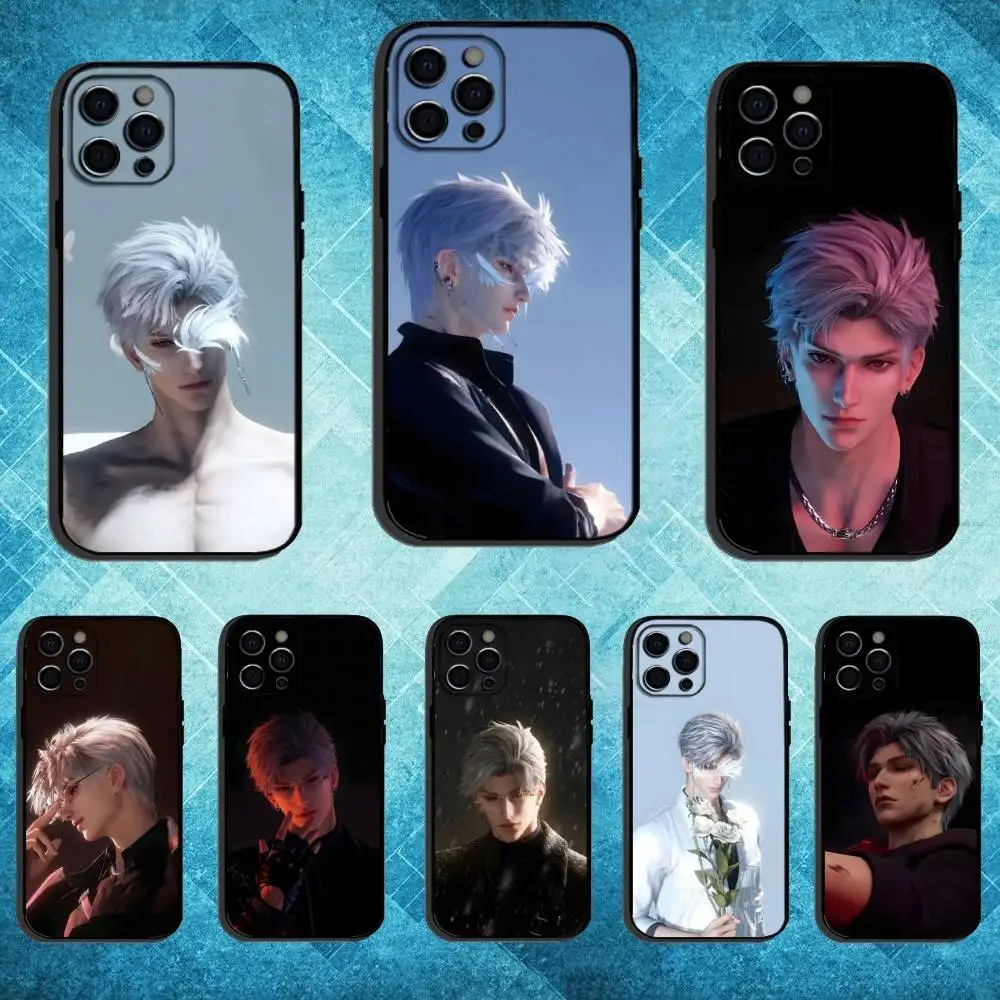 حافظة هاتف S-Sylus L-Love and Deep Space لهاتف iPhone17,16,15,14,13,12,11 Plus، Pro Max غطاء أسود ناعم