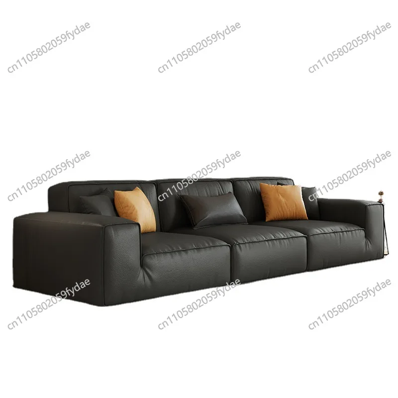 Italian sofa living room small apartment tofu block summer sofa leather sofa