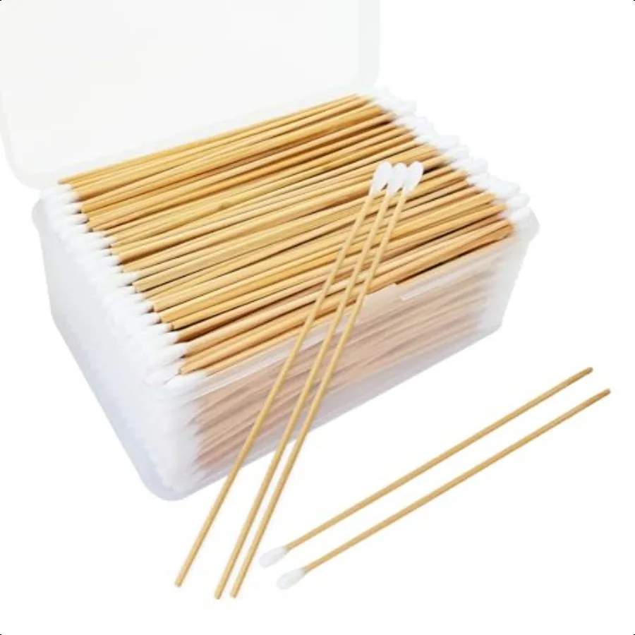 500 Count Bamboo Cotton Swabs 6Inch Length for Precise Application LintFree Tips Reusable Storage Case Versatile for Makeup Pow