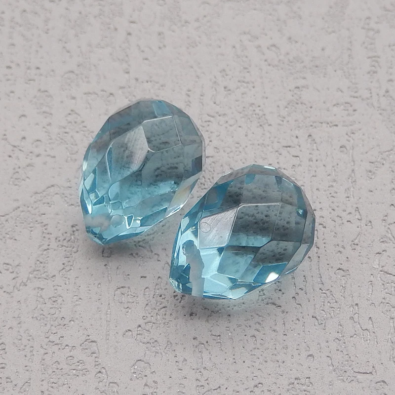 AAA+Quality Natural Stone Blue Aquamarine  Blue Quartz Fashion Jewelry Earring Bead Accessories For Women 15x10mm 4.3g