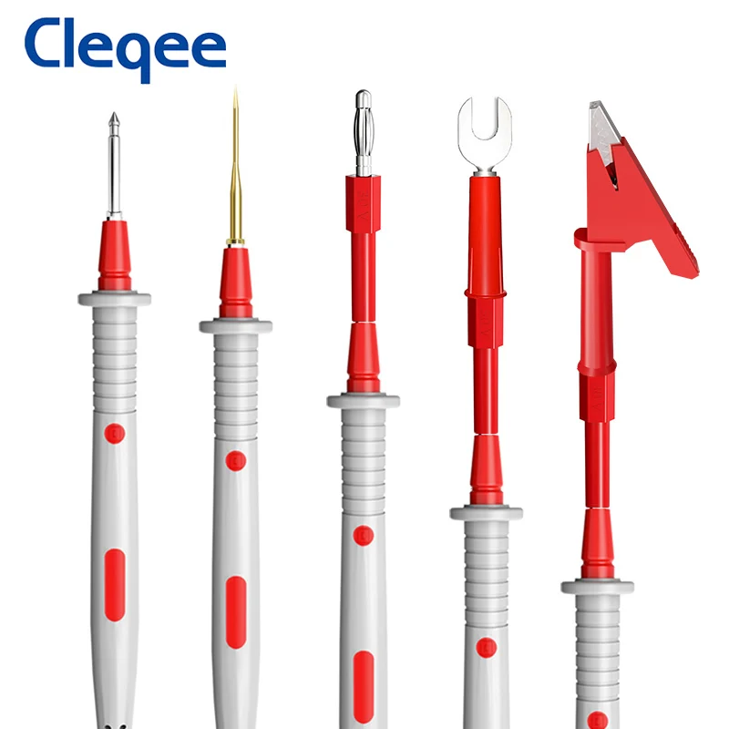 Cleqee 멀티미터 테스트 리드 키트, 악어 클립 교체 가능, 1mm, 2mm 바늘 프로브, 120cm 케이블, 1000V, P1503B, 18 개
