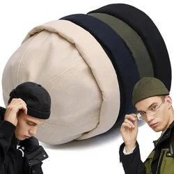 Męskie letnie bawełniane czapki bez ronda w stylu Vintage uniwersalne czapka typu Beanie czapki hip-hopowe japońskie czapki z daszkiem