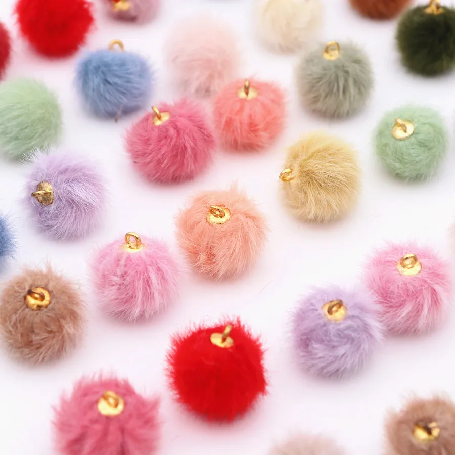 10 قطعة أفخم 1.5 سنتيمتر تقليد الكريات الفراء الكرة الخرز DIY بها بنفسك اليدوية رقيق بوم بوم 15 مللي متر Pompom الكرة الشعر القرط حُليات المجوهرات