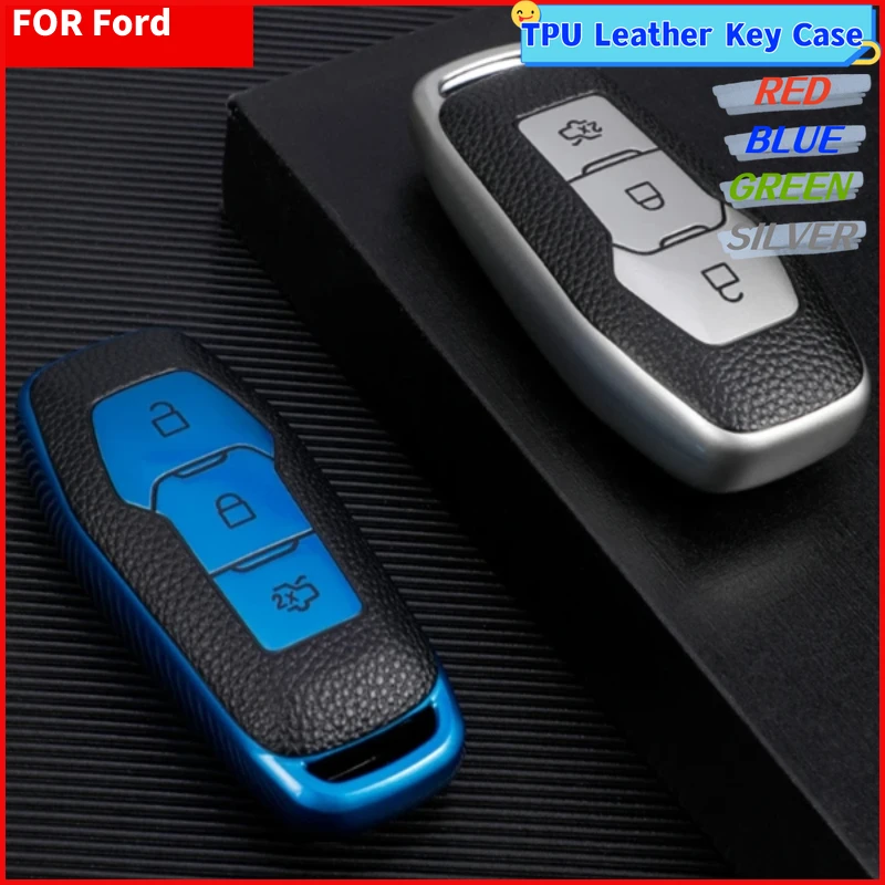 

For Ford Focus 4 ST Mondeo 5 MK5 Mustang F-150 Explorer Edge Fiesta Kuga MK3 4 Leather TPU Car Key Case Cover Shell Accessories