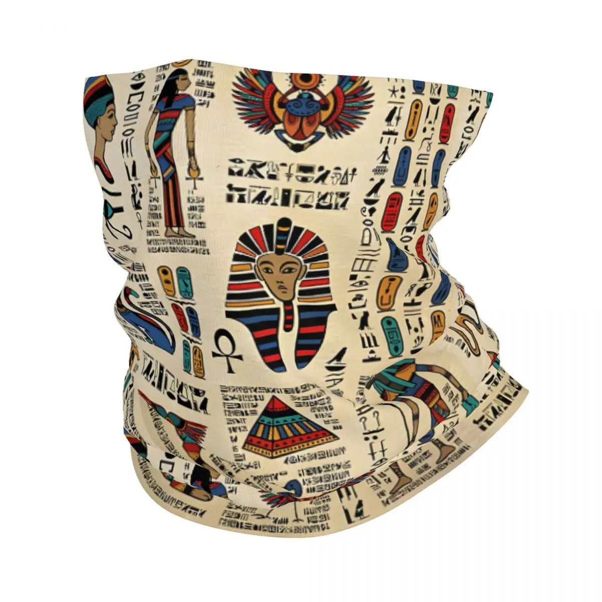 Egyptian Hieroglyphs And Deities Thin Bandana Neck Gaiter Ancient Egyptian Culture Wrap Scarf Headband Neck Cover