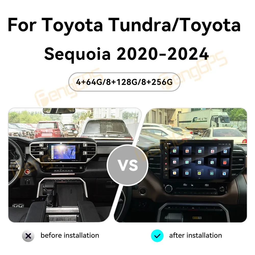 For Toyota Tundra Sequoia 2020 - 2024 Car Radio Wireless Carplay Android Auto Intelligent System Multimedia Player Stereo GPS