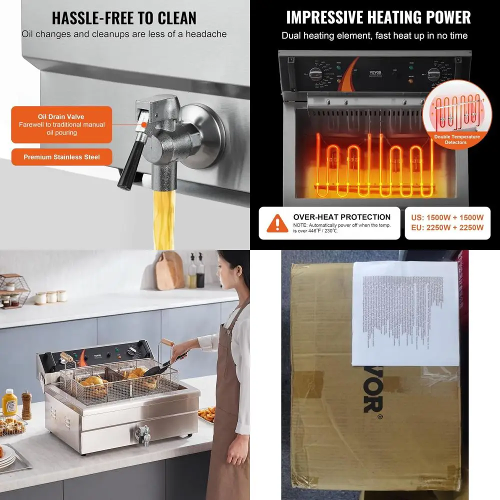 

Stainless Steel 3000W Electric Turkey Fryer, 30.6Qt/29L Capacity with Basket, Kitchen Restaurant Use, Silver