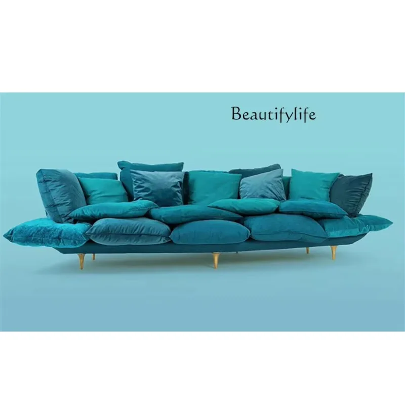 HItalian Minimalist Special-shaped Sofa Designer Creative Cushion Living Room Multi-person Throw Pillow Combination Fabric Sofa