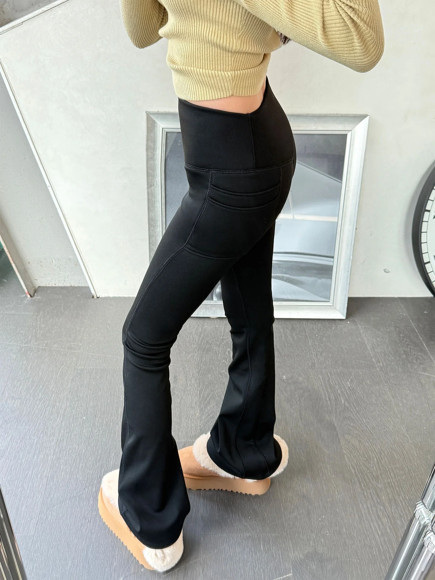 

Matou High Waist Wide Leg Pants Women's Winter New Sle Fce Lined Sl Tummy Control Butt Lifting Slimming Pants