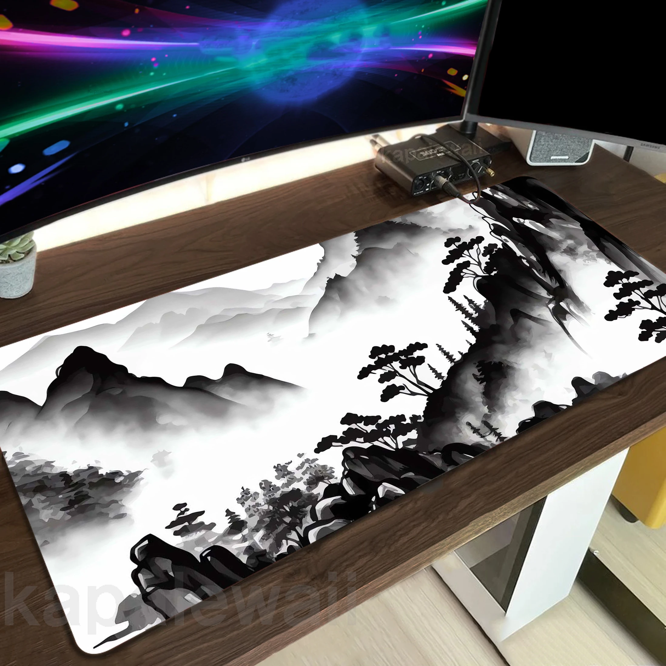 Mountain Serenity Japan Art Mousepad Gamer Mousepad Gaming Mouse Pad Computer Keyboard Pads Locking Edge Mouse Mat XL Desk Mat