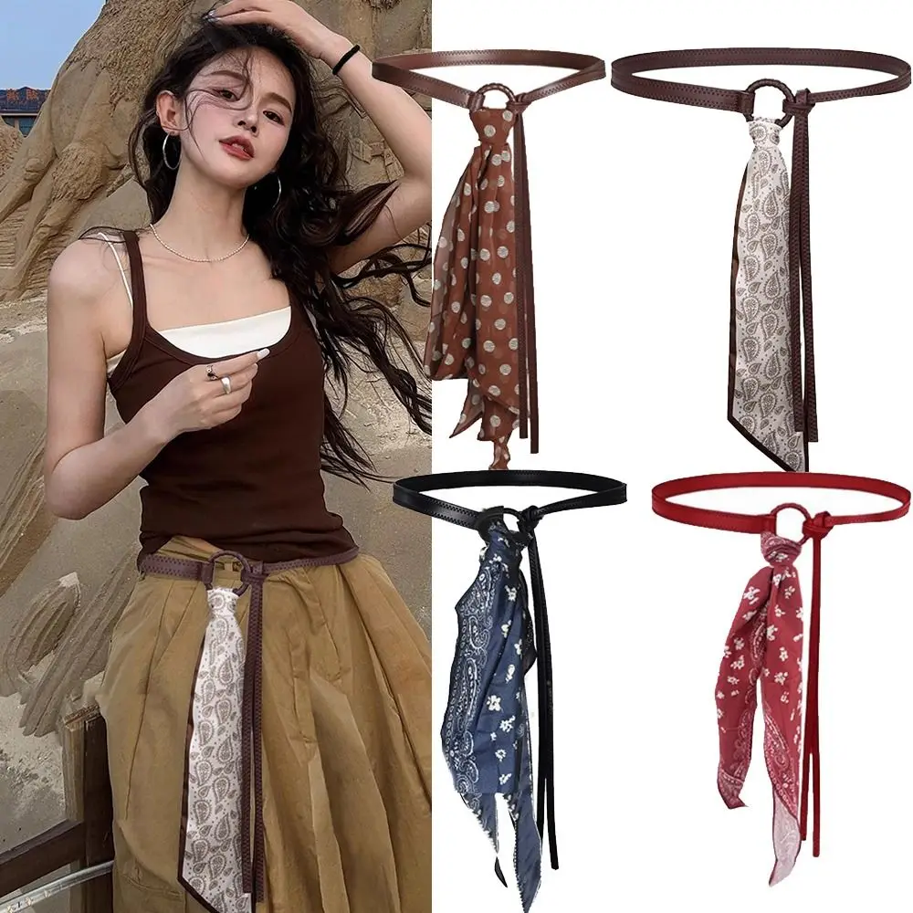 Modischer PU-Leder Damen Seidenband-Gürtel Hip-Hop Vintage Taillengürtel Punk Lässiger Hüftgürtel Accessoires