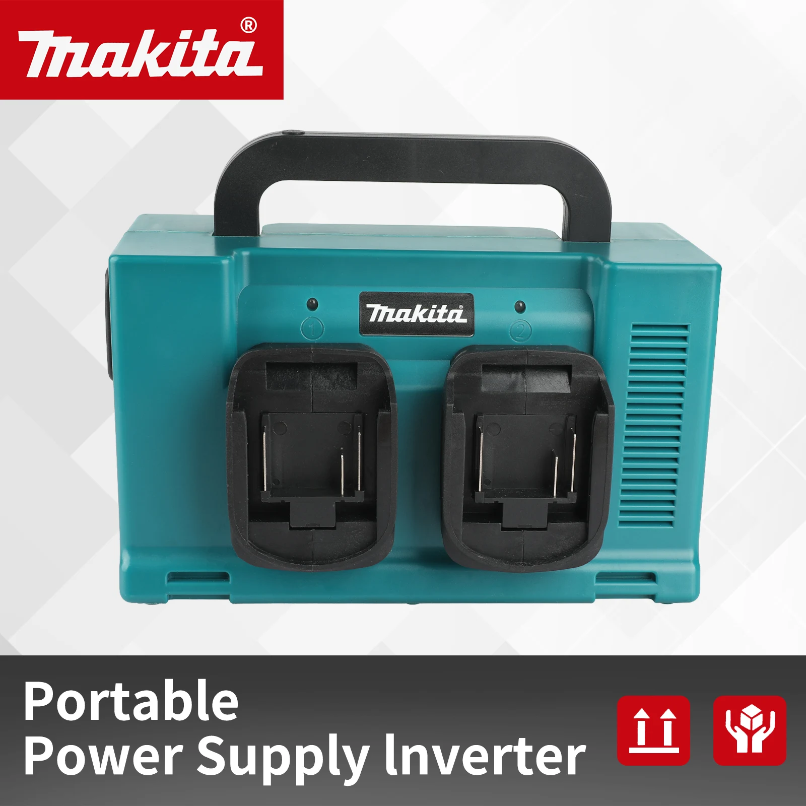 ﻿   Makita 330W fuente de alimentación portátil inversor 220V luz LED de trabajo lámpara de foco luz de Camping inversor de batería portátil