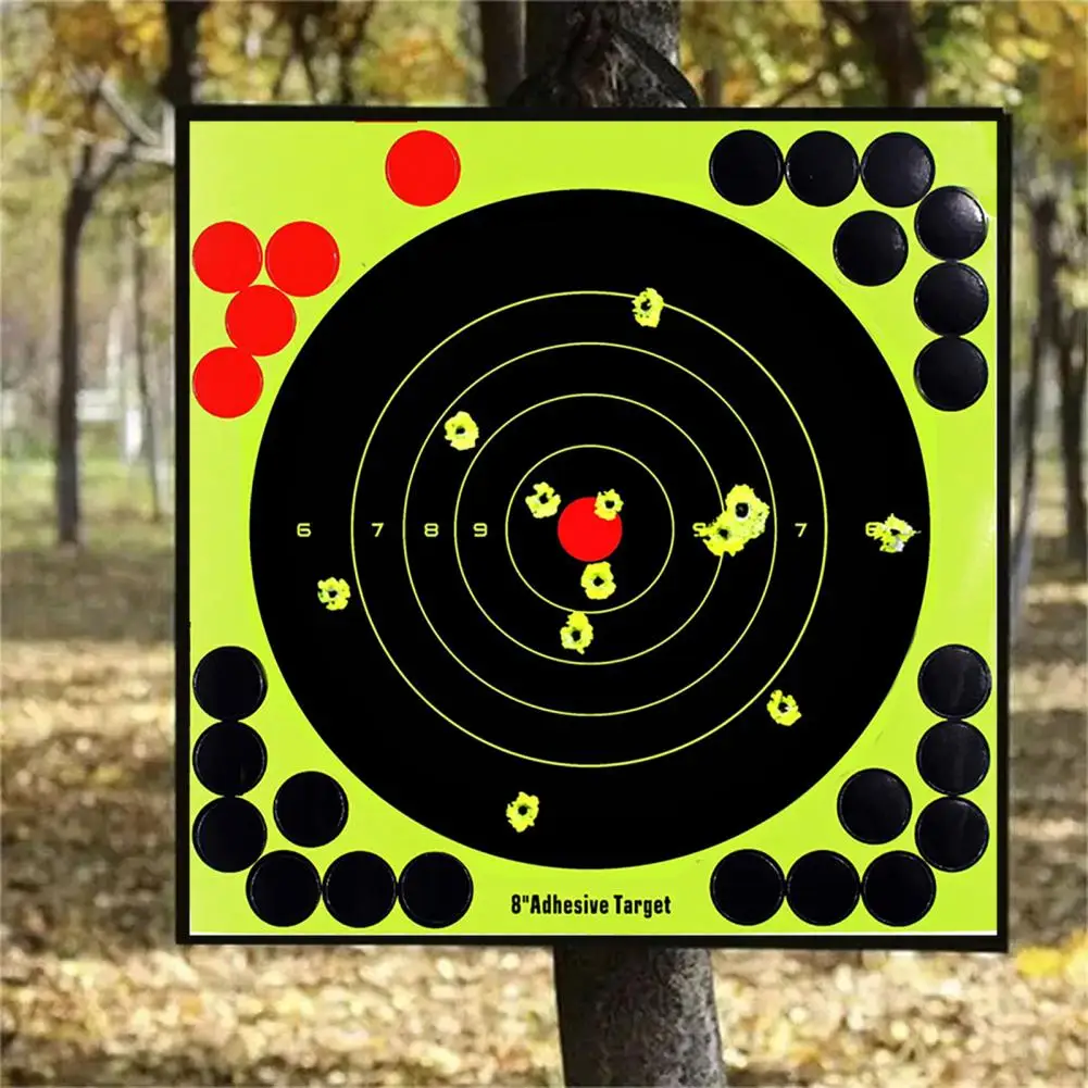 10 Pcs 8-Inch Splatter Target Sticker Self Adhesive Bullseye Fluorescent Yellow Shoot Target for Outdoor Indoor Shoot Practice